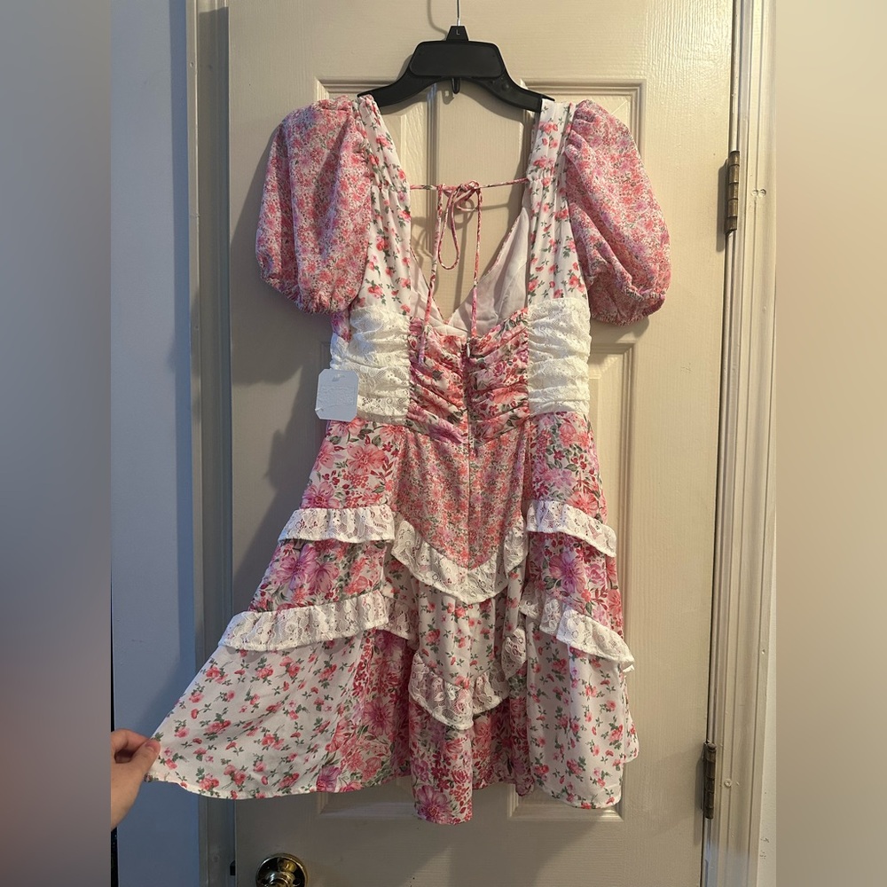 NWT Altar’d State Aderny Mini Dress Pink- Multi - Picture 6 of 6